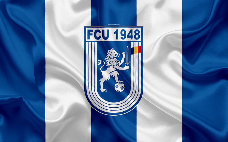 HD-wallpaper-cs-universitatea-craiova-fc-romanian-football-club-universitatea-logo-silk-flag-romanian-liga-1-craiova-romania-football